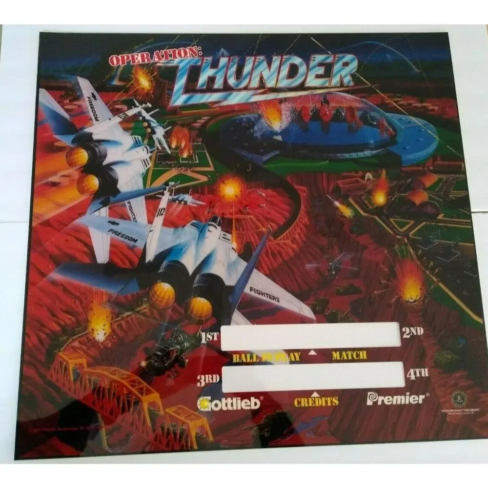Operation Thunder Pinball Game TRANSLITE Art Sheet 1992 Original NOS